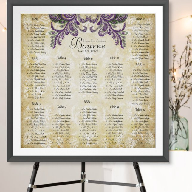 Pôster Gráficos de Casamento de Casamento de Paisley Peac (To see frame and mat pricing,  please choose your options.)