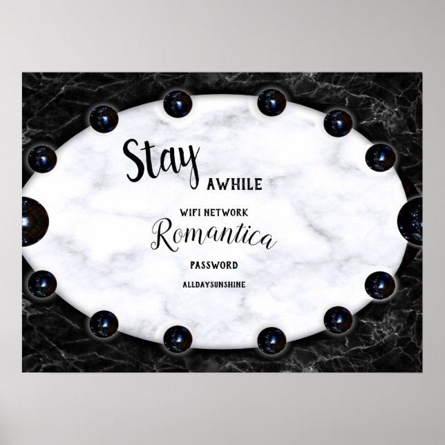 Poster Gráficos de Esfera de Marble Branco e Preto (Frente)