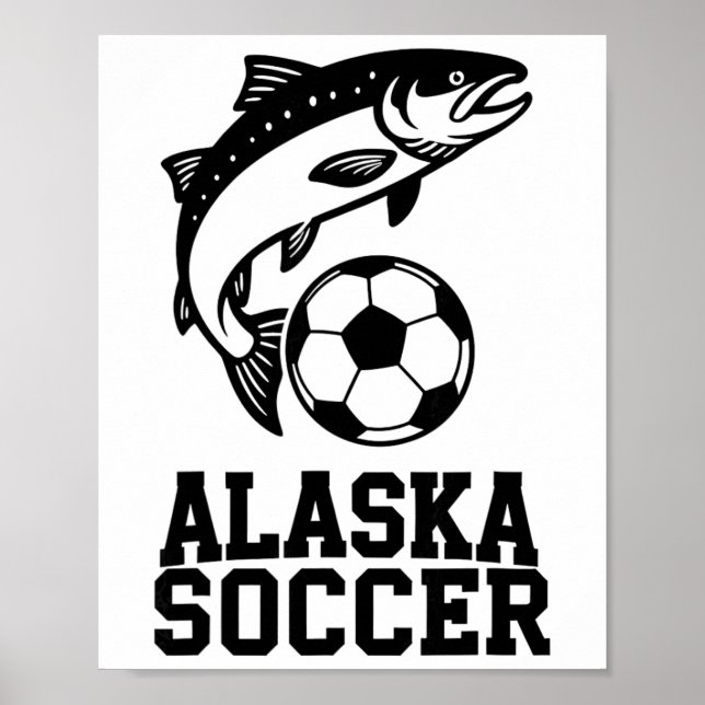 Poster Gráficos de Futebol do Alasca Salmão e Design de E (Frente)