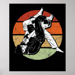 Poster Gráficos de Jiu Jitsu Judo Martial Mistura Vintage