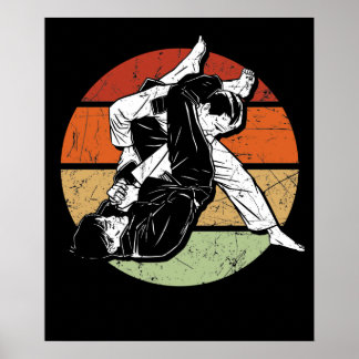 Poster Gráficos de Jiu Jitsu Judo Martial Mistura Vintage
