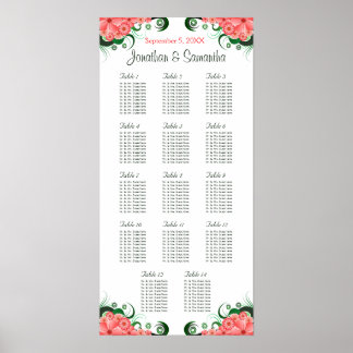 Pôster Gráficos de Mesa de Casamento de Hibiscus Rosa 14