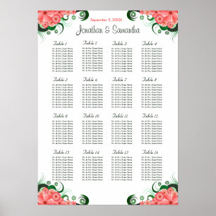 Poster Gráficos de Mesa de Casamento de Hibiscus Rosa 16