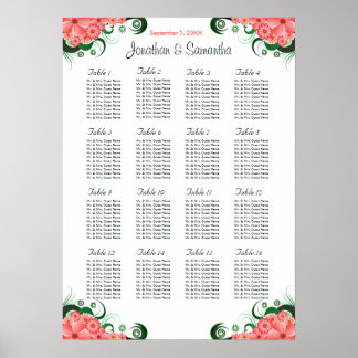 Poster Gráficos de Mesa de Casamento de Hibiscus Rosa 16