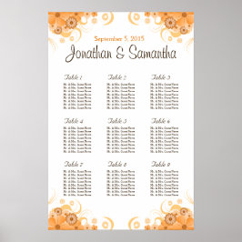 Pôster Gráficos de Mesa de Casamento de Pêssego Dourado n