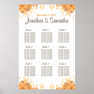 Pôster Gráficos de Mesa de Casamento de Pêssego Dourado n
