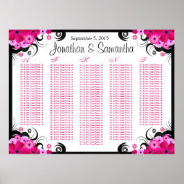 Poster Gráficos de Mesa Floral de Casamento da Fuchsia Br