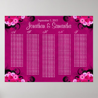 Pôster Gráficos de Mesa Floral de Casamento Dark Fuchsia