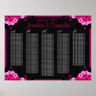 Poster Gráficos de Mesa Floral de Casamento de Fúchsia Ne