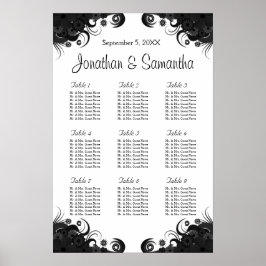 Pôster Gráficos de Mesas de Casamento Black and White 9