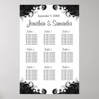 Pôster Gráficos de Mesas de Casamento Black and White 9