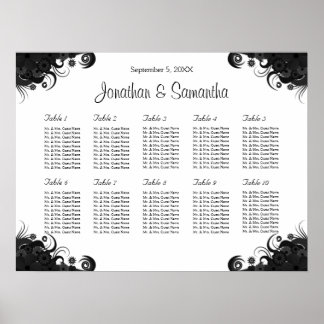 Poster Gráficos de Mesas de Casamento Preto e Branco 10