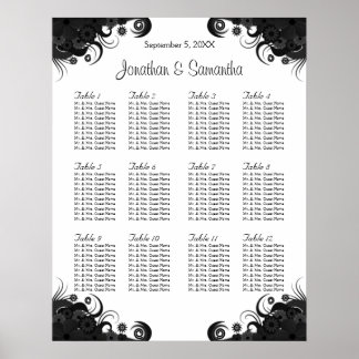 Poster Gráficos de Mesas de Casamento Preto e Branco 12