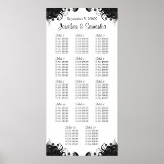 Poster Gráficos de Mesas de Casamento Preto e Branco 14