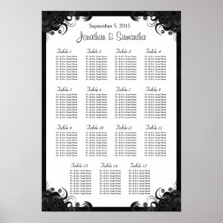 Pôster Gráficos de Mesas de Casamento Preto e Branco 15