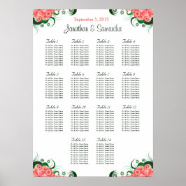 Poster Gráficos de Mesas de Casamento Rosa Hibiscus 14