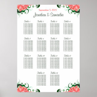 Poster Gráficos de Mesas de Casamento Rosa Hibiscus 14