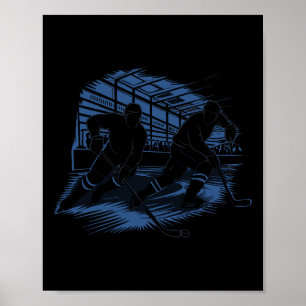 Poster Gráficos de Silhueta de Ação de Hóquei no Gelo _1