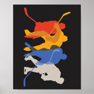 Poster Gráficos de Silhueta de Jogadores de Hóquei no Gel