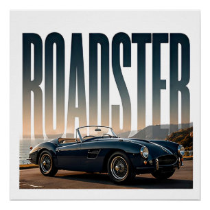 Pôster Gráficos Editoriais de Roadster Luxo Estrada Abert