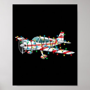 Poster Gráficos Engraçados de Avião de Natal Luzes Amante