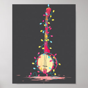 Poster Gráficos Engraçados de Natal com Banjo para Amante