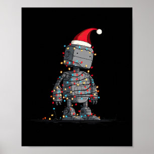 Poster Gráficos engraçados de Natal de robô Luzes Amante