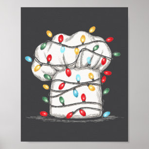 Poster Gráficos Engraçados de Natal do Chef Luzes Amante 