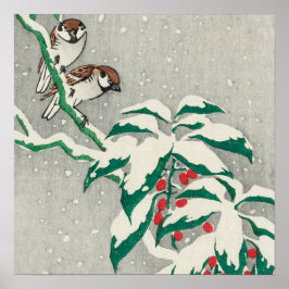 Poster Gráficos sobre Snowy Berry Bush por Ohara Koson