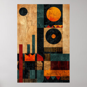 Poster Gráficos Tribais Berberes: Tons Geométricos da Ter