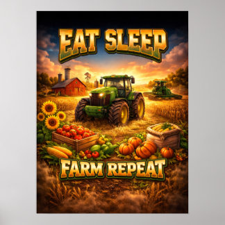 Poster Gráficos Vibrantes de Trator Agrícola