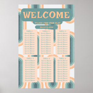 Poster Gráficos Vintage Rainbow Wedding Seating