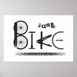 Poster grafite "Apenas bicicleta" de peças de bicicleta e
