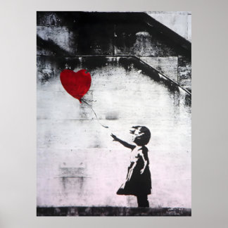 Poster Grafite Banksy - Rapariga com um Balão Vermelho, R