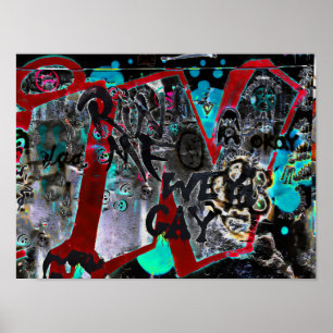 Poster Grafite Black Red Urban Street Wall Art