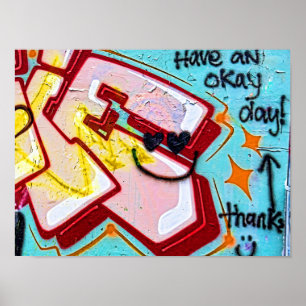 Poster Grafite Blue Pink Urban Street Wall Art