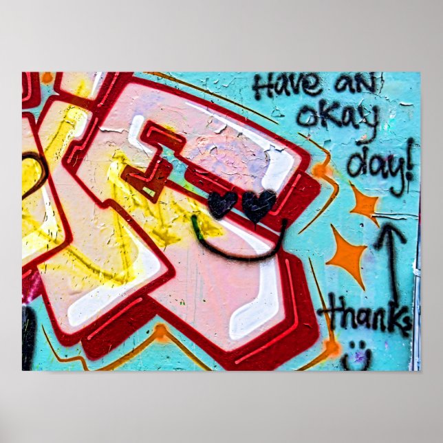 Poster Grafite Blue Pink Urban Street Wall Art (Frente)