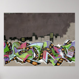 Pôster Grafite - Cidade na Xadrez