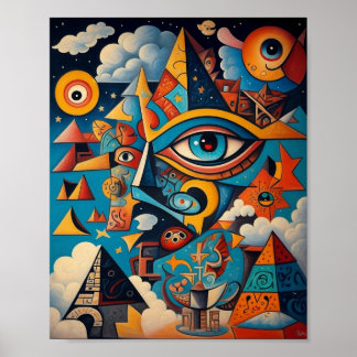 Poster Grafite cubista ART - Uma fusão de arte e AI Poste