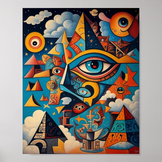 Poster Grafite cubista ART - Uma fusão de arte e AI Poste (Frente)