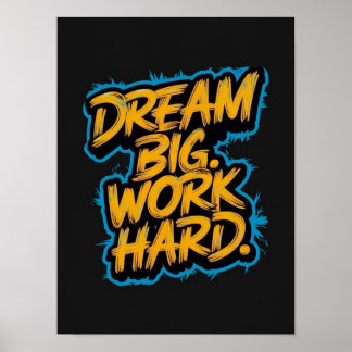 Poster grafite de motivação do duro de grande trabalho