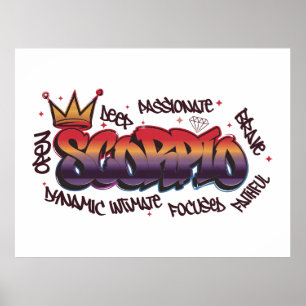 Poster Grafite do zodíaco de Escorpião