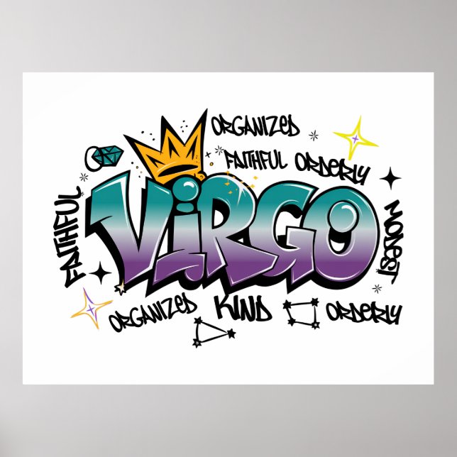 Poster grafite do zodíaco de Virgem (Frente)