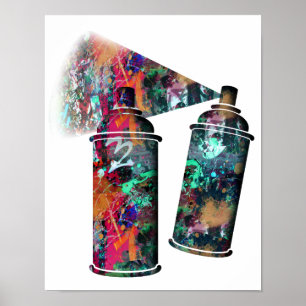 Pôster Grafite e latas de pulverização de pintura