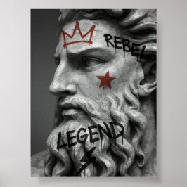 Poster Grafite Rebel King Bust com Coroa