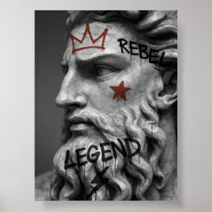 Poster Grafite Rebel King Bust com Coroa