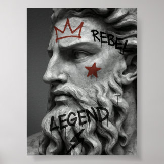 Poster Grafite Rebel King Bust com Coroa