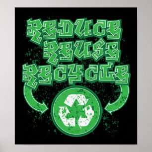Poster Grafite Reduzir o Reciclar de Reutilização