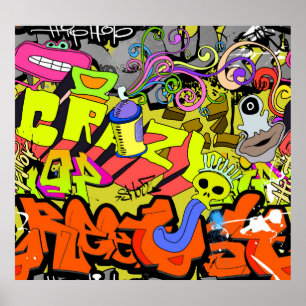 Poster Grafite Urbano: Muro de Arte Vintage