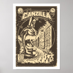 Pôster Grafiteira CANZILLA - Retro SciFi monstro banda